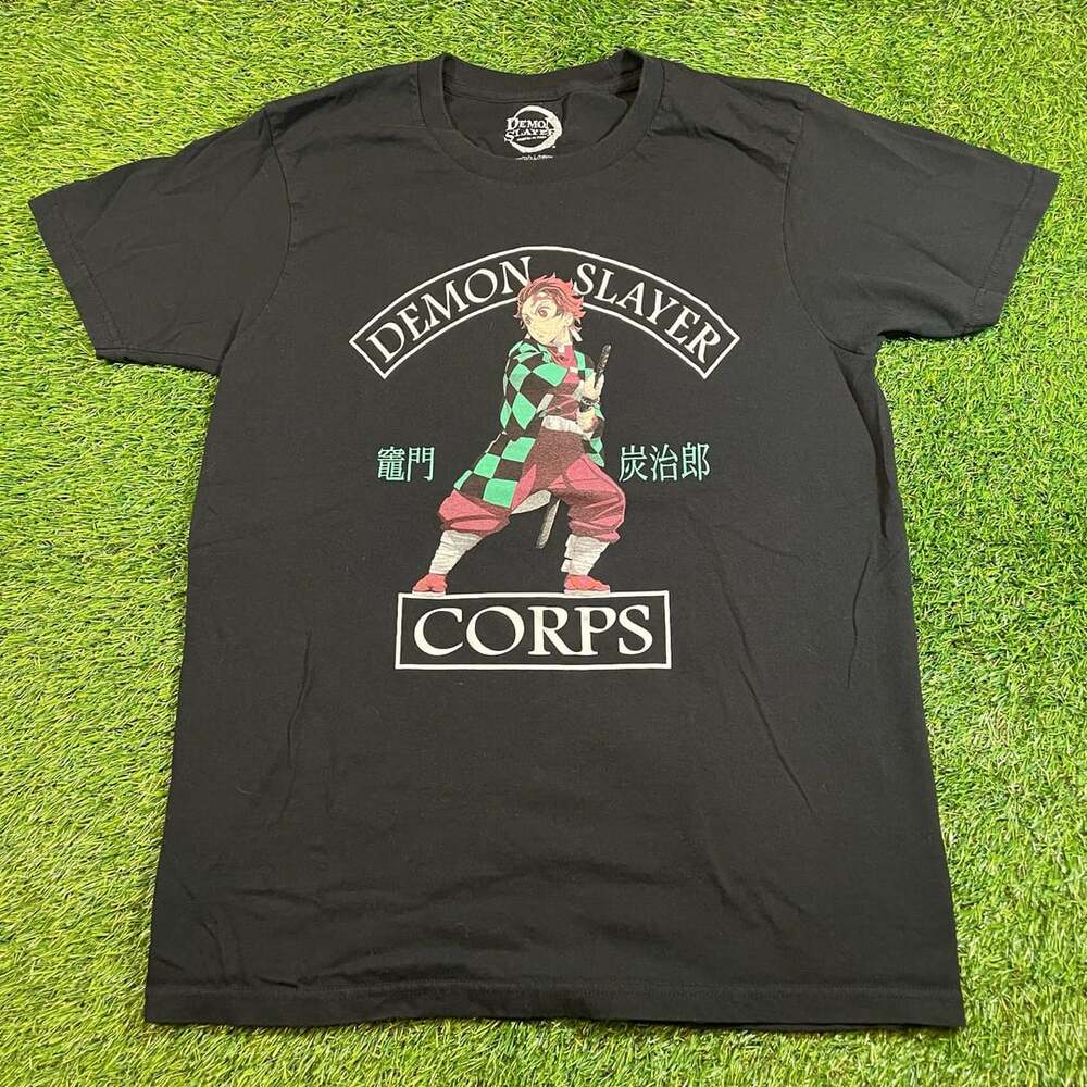 Demon Slayer Tanjiro Kamado Anime Corps Graphic T-Shirt Black Men's Size M